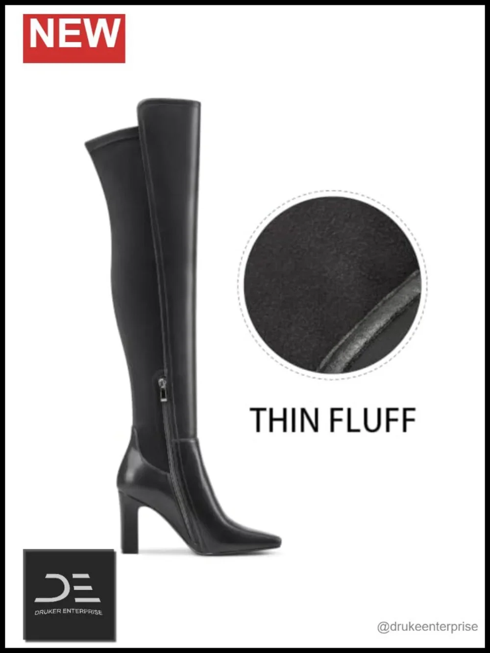 Women's Over the Knee Boots Chunky Heel Square Toe Faux Leather Stretch OTK
